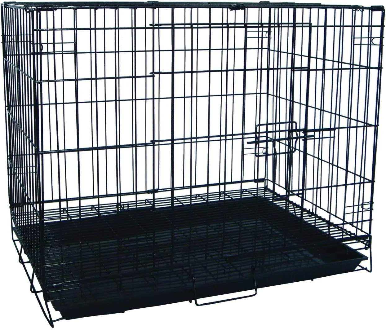 YML 24-Inch Foldable Light Duty Door Dog Crate with WireBottom Grate and Plastic Tray, Black