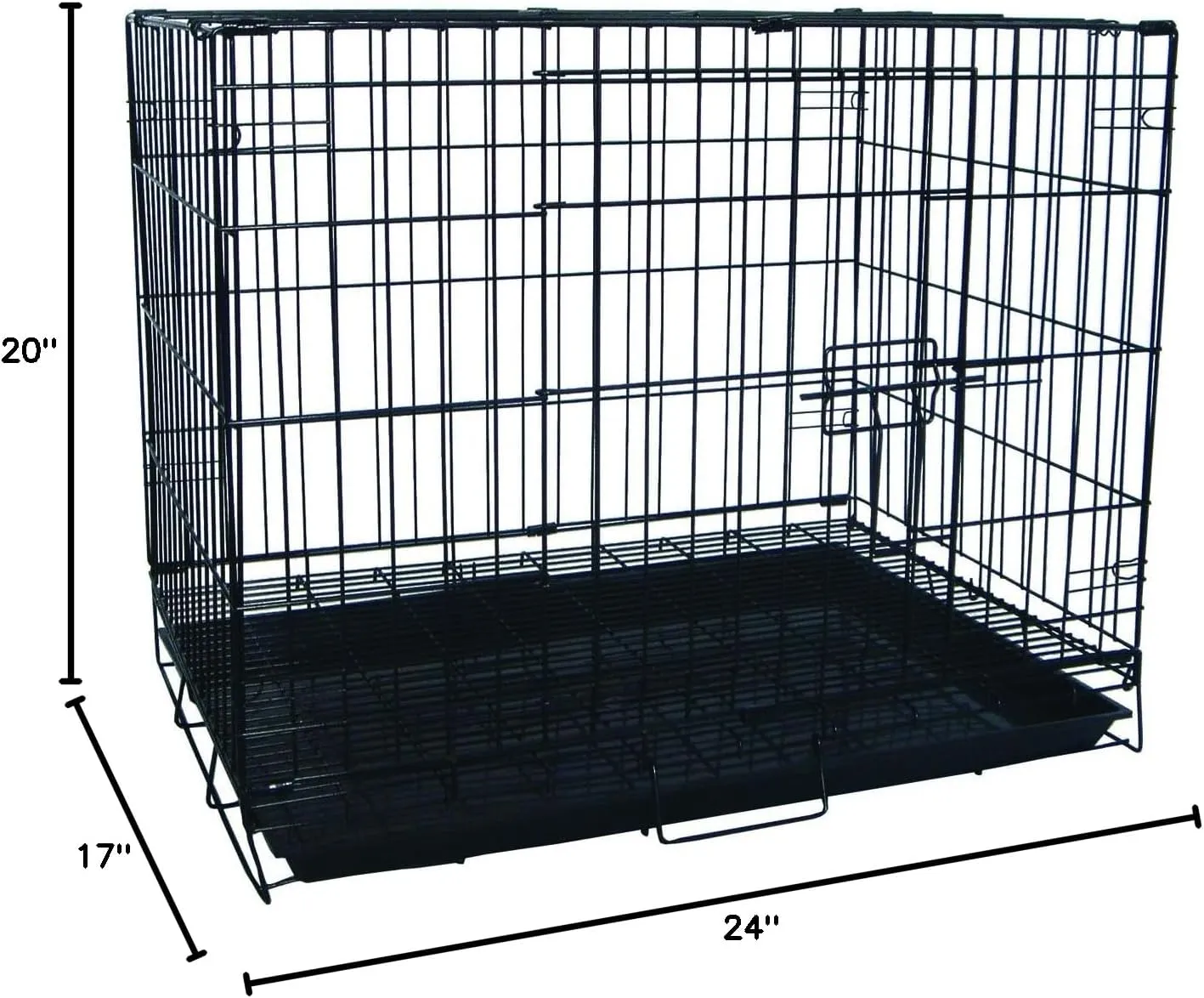 YML 24-Inch Foldable Light Duty Door Dog Crate with WireBottom Grate and Plastic Tray, Black