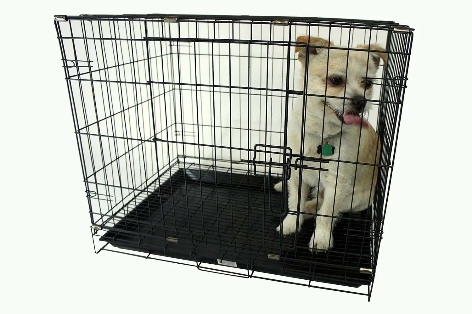 YML 24-Inch Foldable Light Duty Door Dog Crate with WireBottom Grate and Plastic Tray, Black