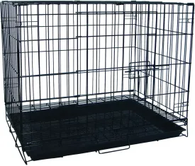 YML 24-Inch Foldable Light Duty Door Dog Crate with WireBottom Grate and Plastic Tray, Black