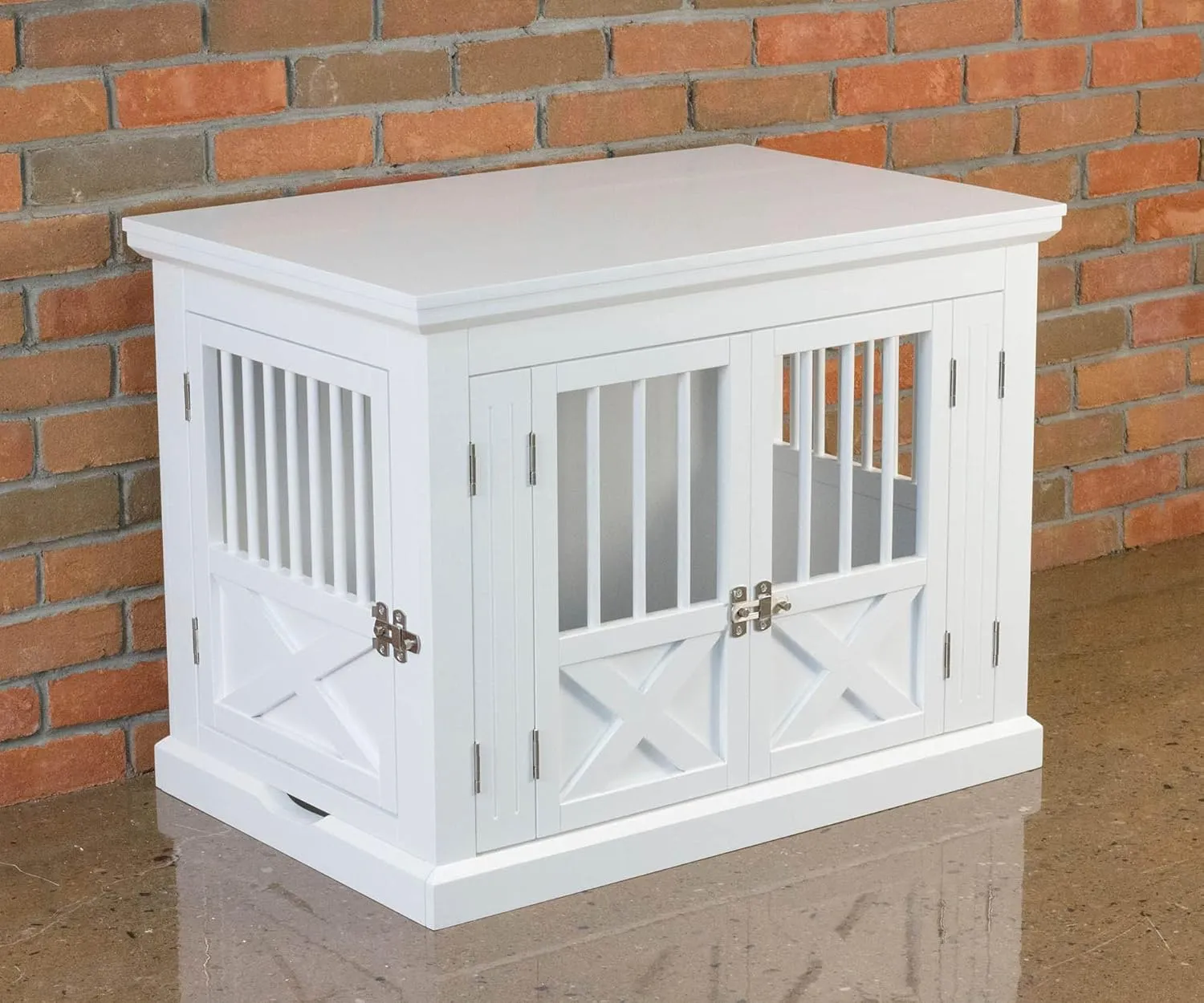 zoovilla Merry Products Triple Door Medium Dog Crate, Color White